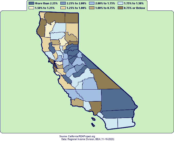 California Population By County Map
